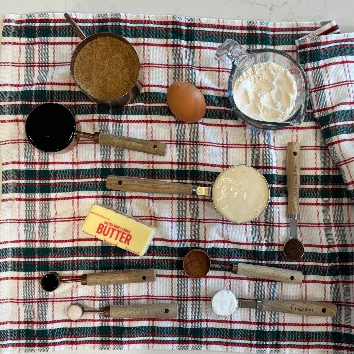 ingredients for chewy sourdough gingerbread cookies