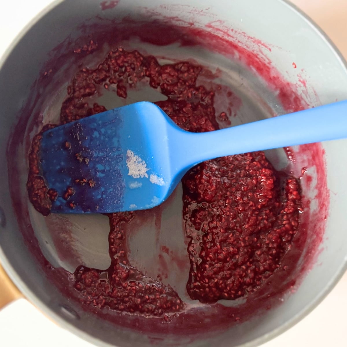 making Raspberry Lemon Swirl in small pot