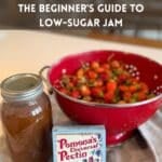 honey, strawberries, and a box of pomonas pectin with text