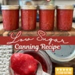 low sugar canning recipe for Strawberry Jam 5 star rating