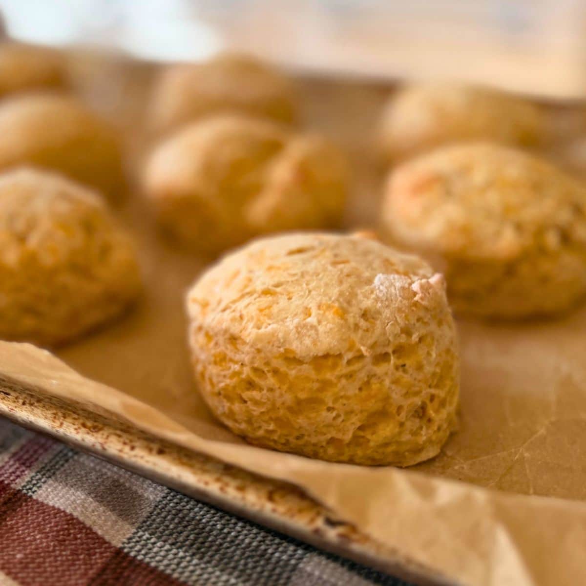 easy cheddar bay biscuits from scratch cooling on baking sheet