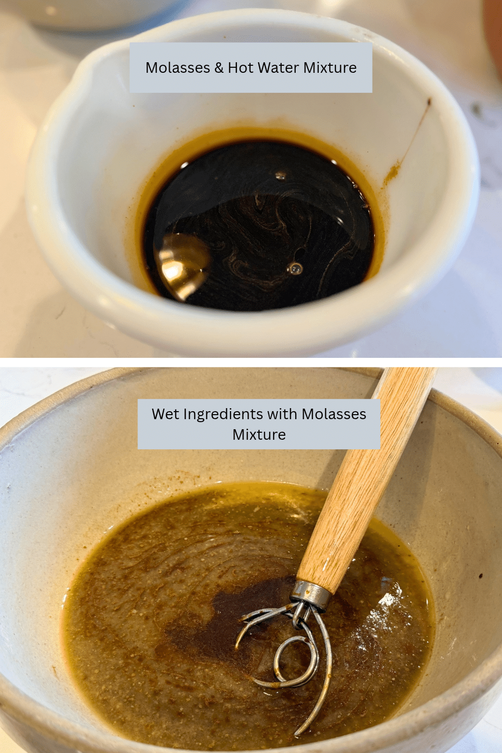 Molasses & Hot Water Mixture, and wet ingredients mixture
